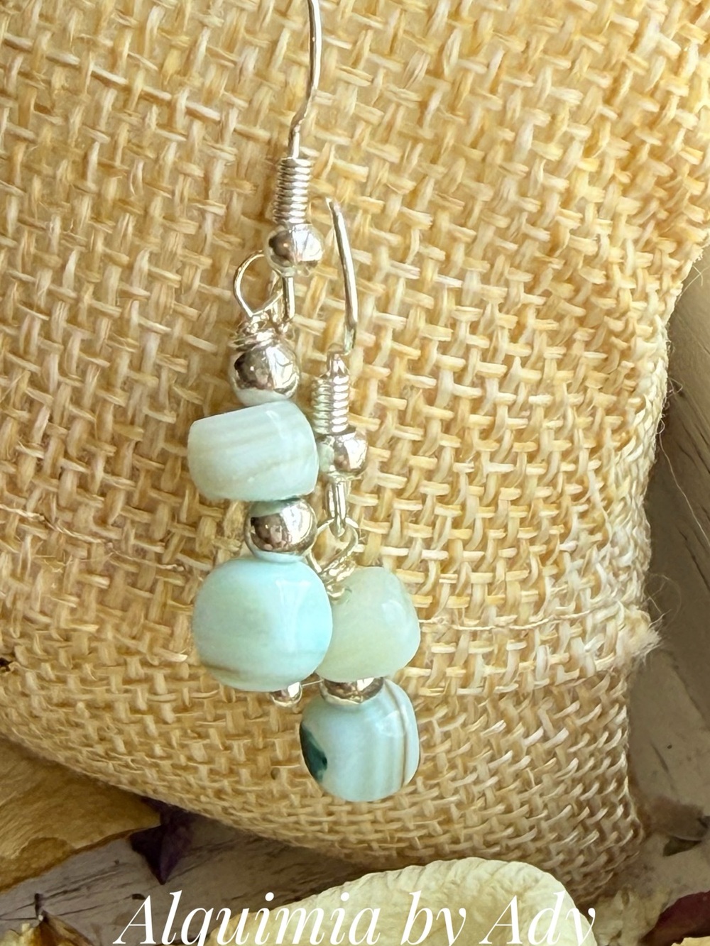 Alquimia Seafoam Bead Drop Earrings with Silver Accents